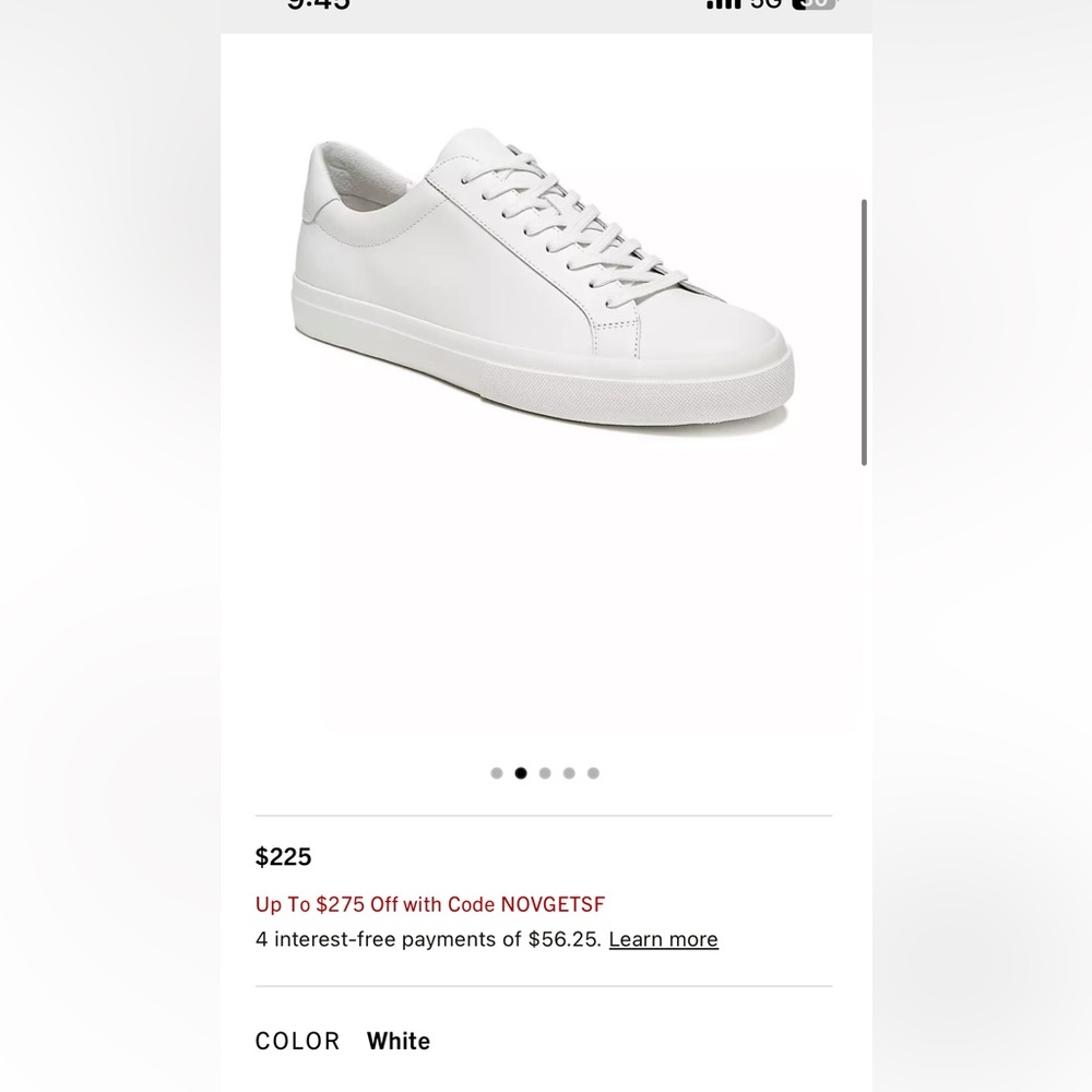 Spring Sale! NWOB Men’s white leather Vince sneaker. Spring Sale!